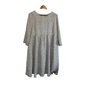 Glamorous Bloom Women's Dress‎ US 10 Cream Black Spot Print Midi Long Sleeve
